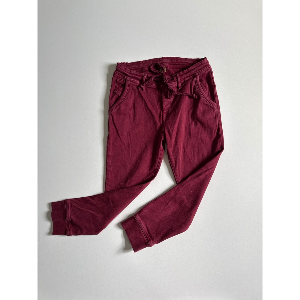 True Religion Womens XS Burgundy Cotton Blend Drawstring Jogger Pants USA Made